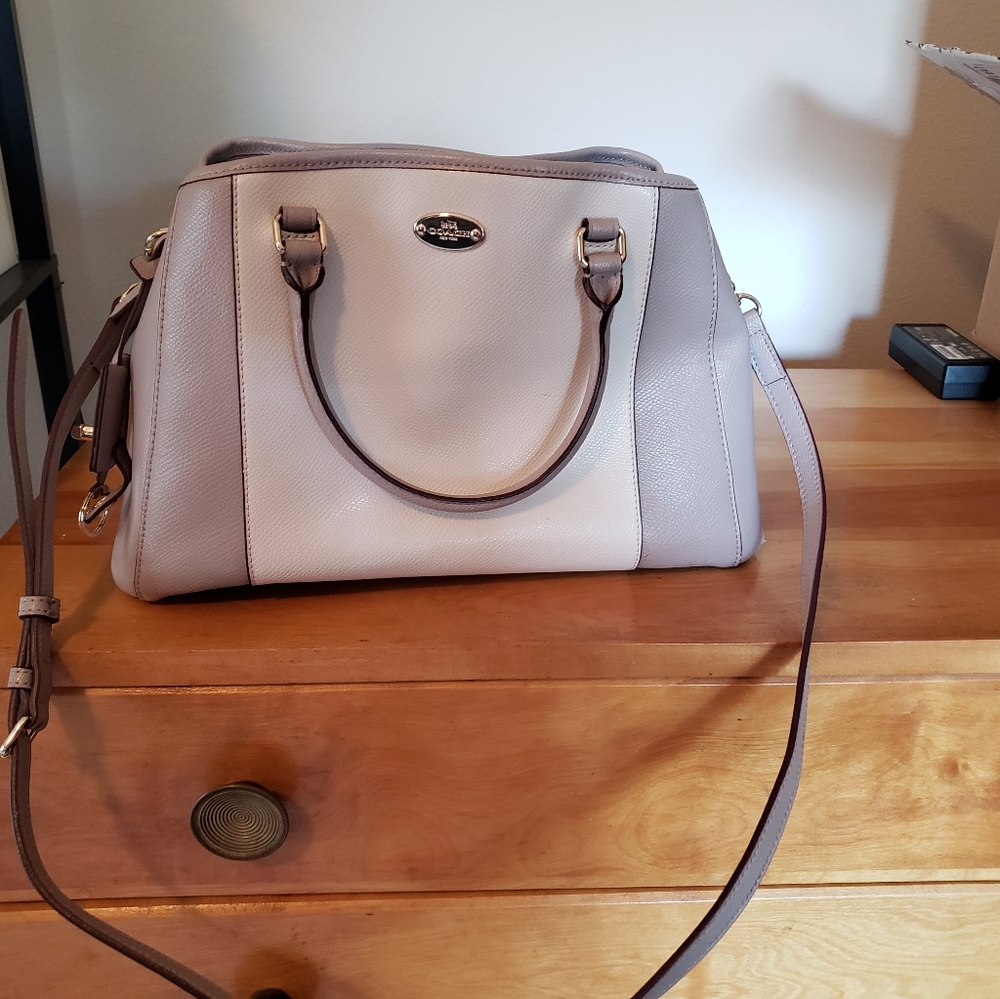 Coach purse light grey and cream